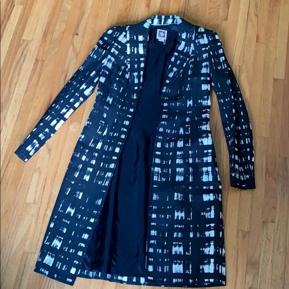 White and black long coat